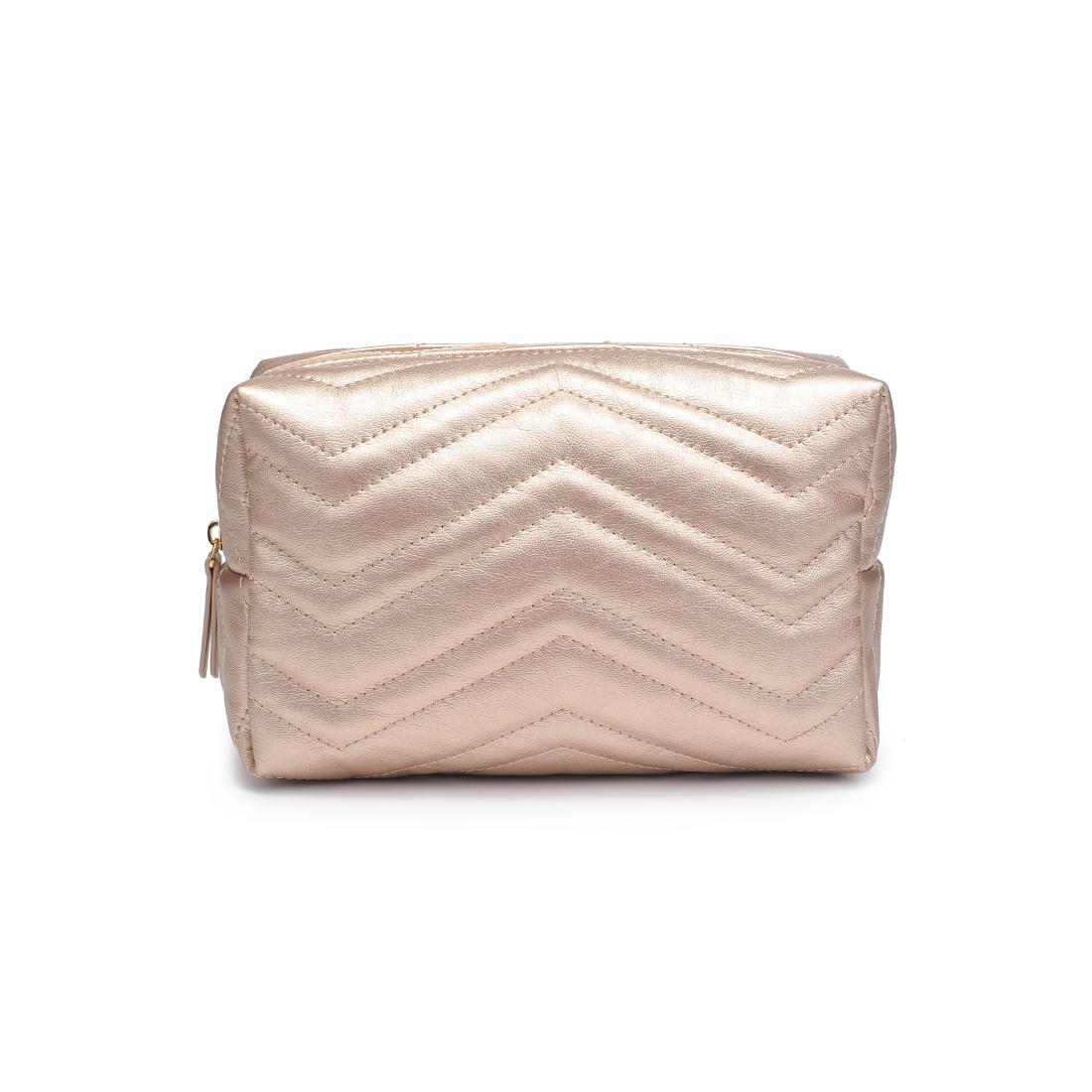 Urban Essentials Chic Stitch Cosmetic & Travel Organizer Pouch 840611197191 View 5 | Gold