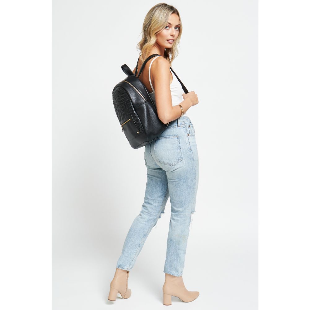 Woman wearing Black Urban Expressions Becca Backpack 840611178701 View 4 | Black