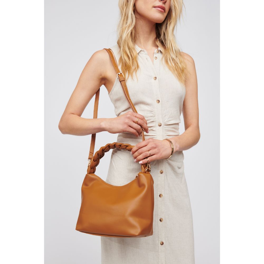 Woman wearing Tan Urban Expressions Laura Shoulder Bag 818209016681 View 2 | Tan