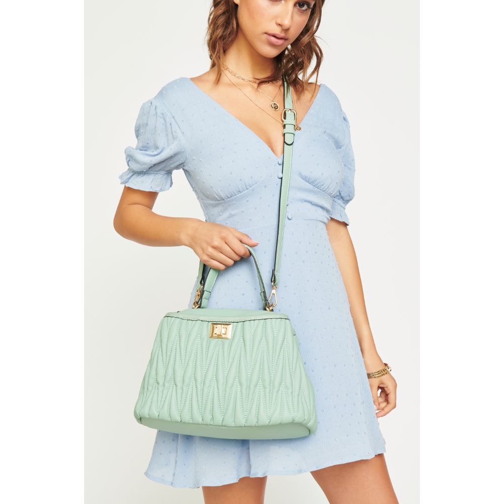 Woman wearing Mint Urban Expressions Peggy Satchel 840611160379 View 1 | Mint