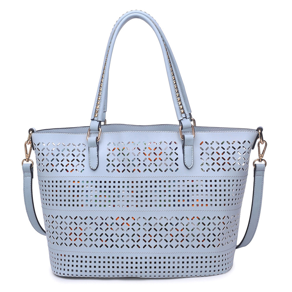 Woman wearing Blue Urban Expressions Mackenzie Tote NA-840611143358 View 5 | Blue