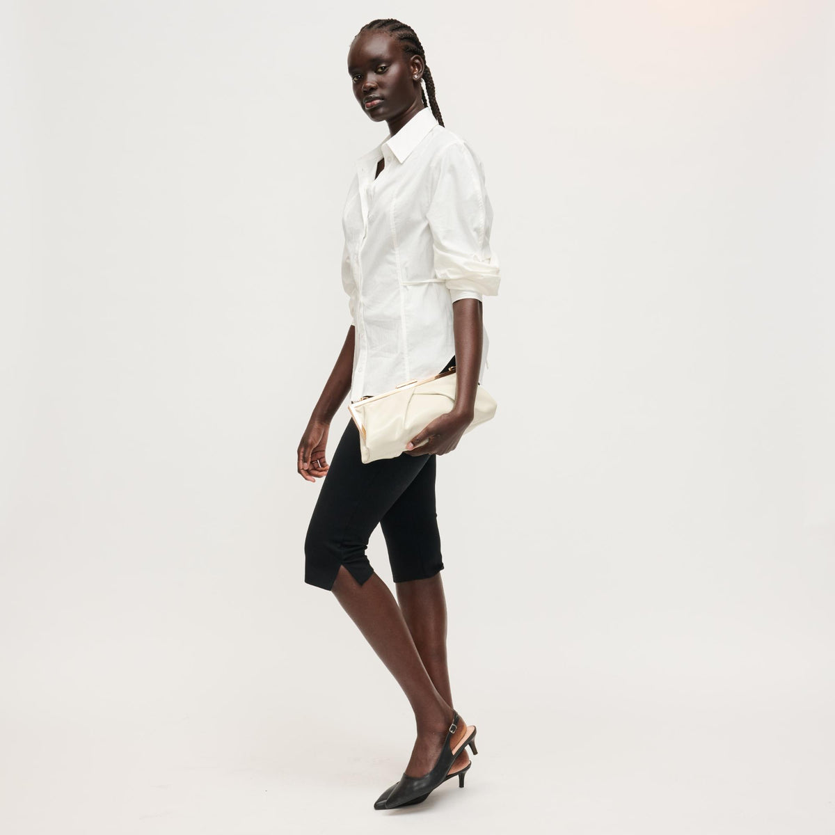 Woman wearing Bone Urban Expressions Scottie Crossbody 840504207976 View 4 | Bone
