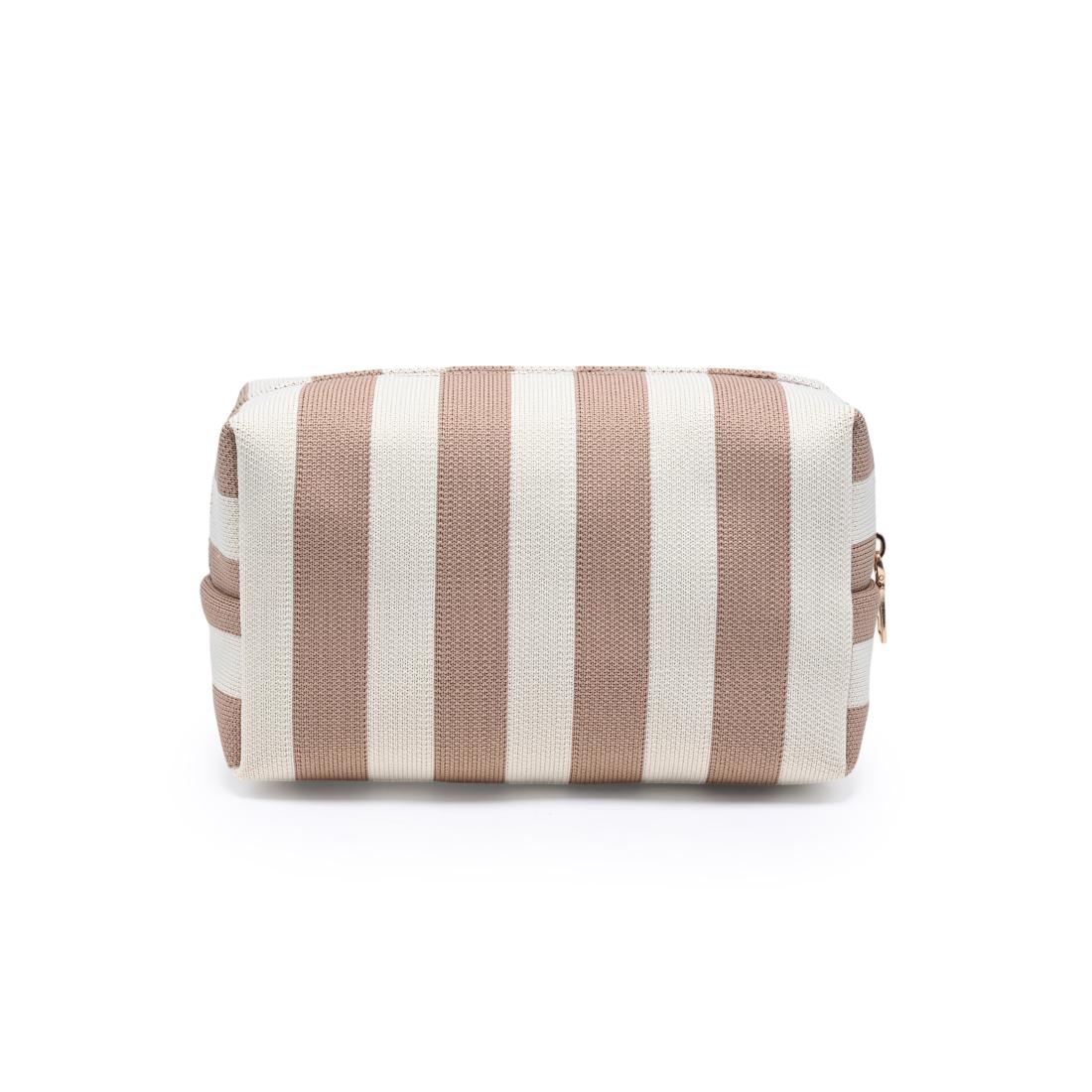 Urban Essentials Essential Stripe Cosmetic & Travel Organizer Pouch 840504215872 View 1 | Natural Ivory