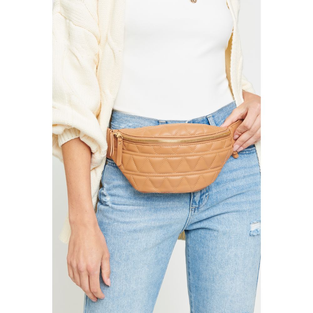 Woman wearing Tan Urban Expressions Puma Belt Bag NA-840611152695 View 3 | Tan