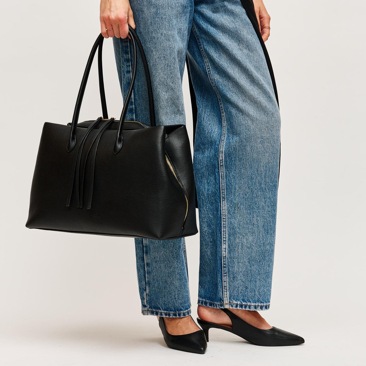 Woman wearing Black Urban Expressions Sadie Satchel 840504205293 View 3 | Black