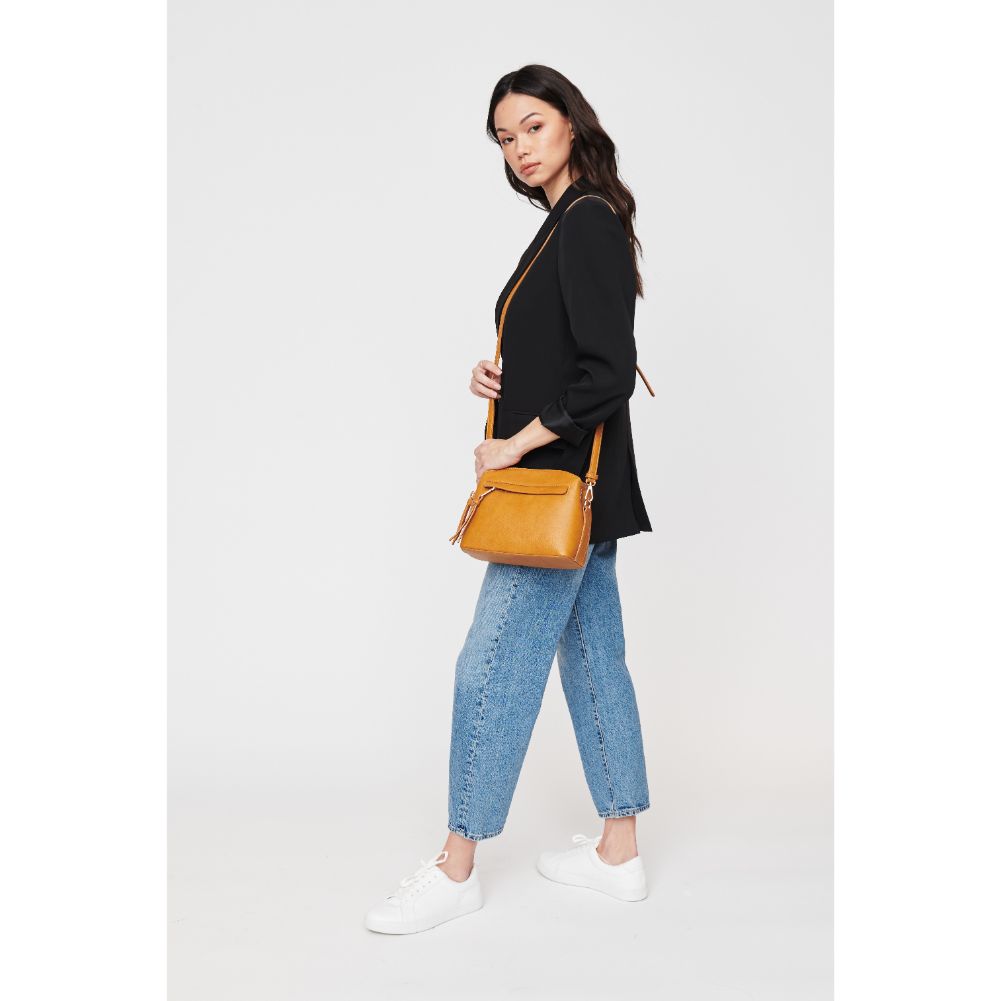 Woman wearing Mustard Urban Expressions Jayce Crossbody 840611104441 View 2 | Mustard