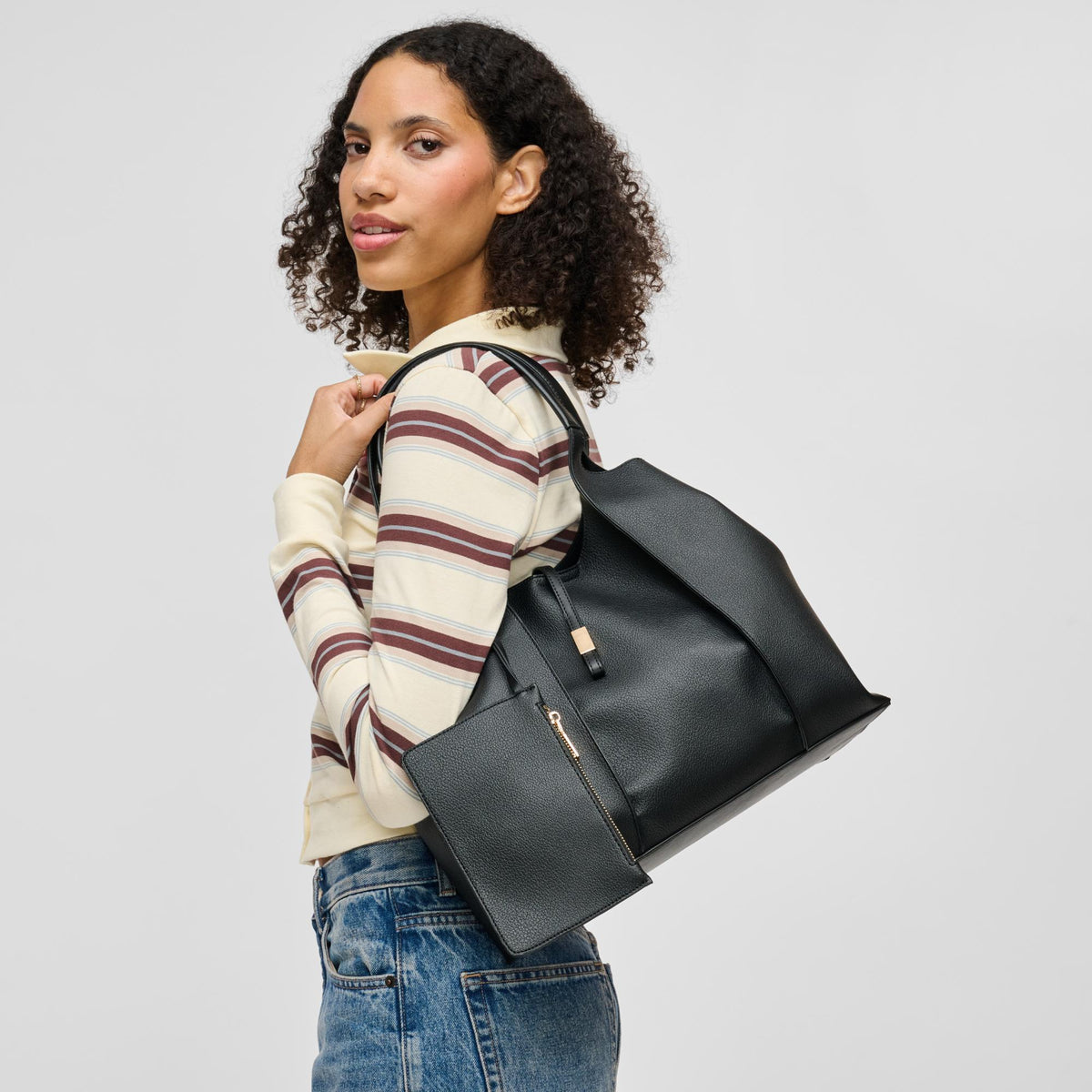 Woman wearing Black Urban Expressions Woody Tote 840504214769 View 3 | Black