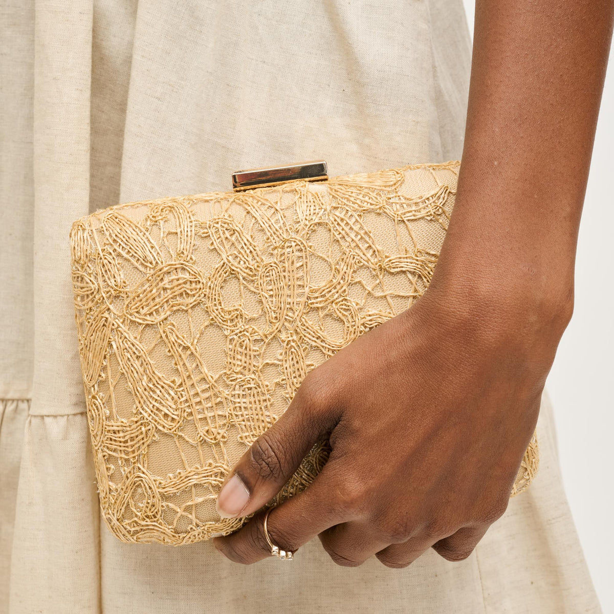 Woman wearing Natural Urban Expressions Ayla Evening Bag 840611149190 View 1 | Natural
