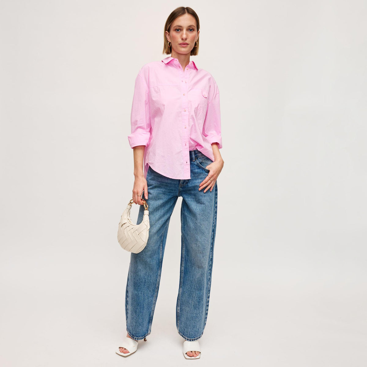 Woman wearing Oatmilk Urban Expressions Pamela Crossbody 840611147462 View 3 | Oatmilk