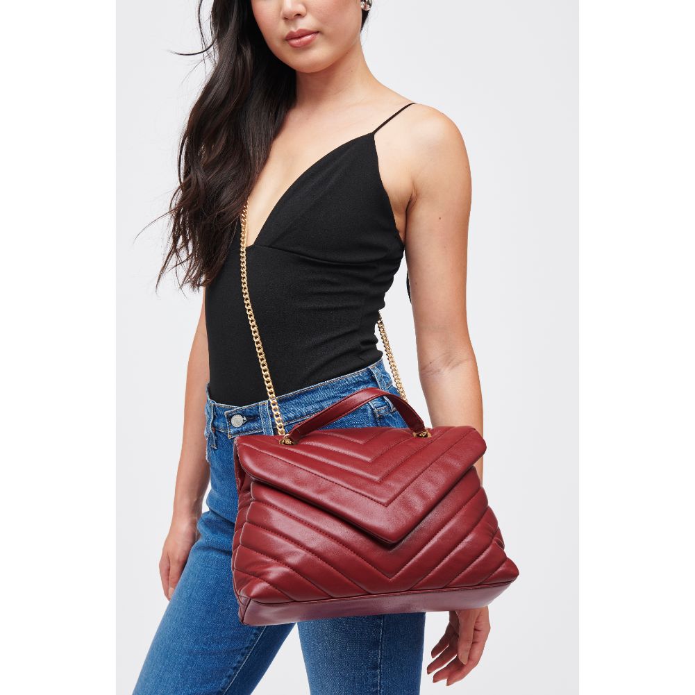 Woman wearing Merlot Urban Expressions Ivy Crossbody 840611185754 View 1 | Merlot