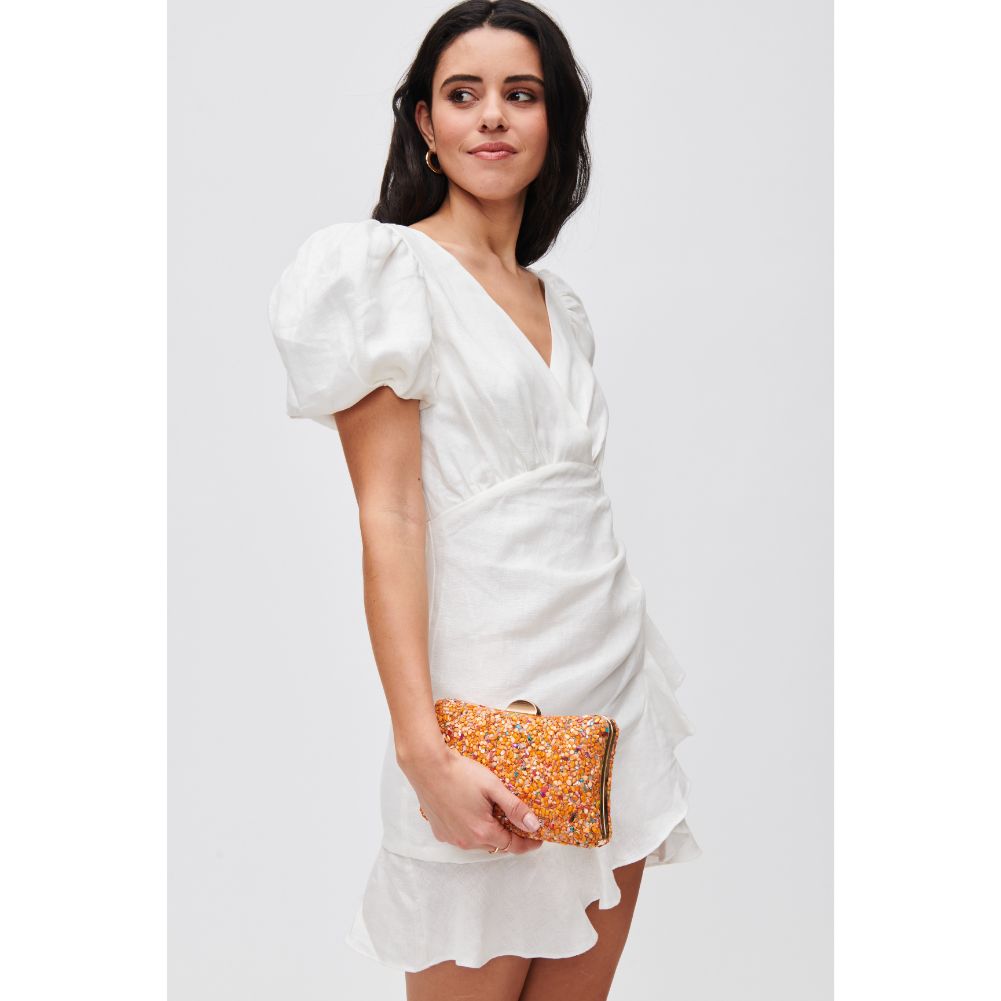 Woman wearing Orange Urban Expressions Shelley Evening Bag 840611118219 View 2 | Orange