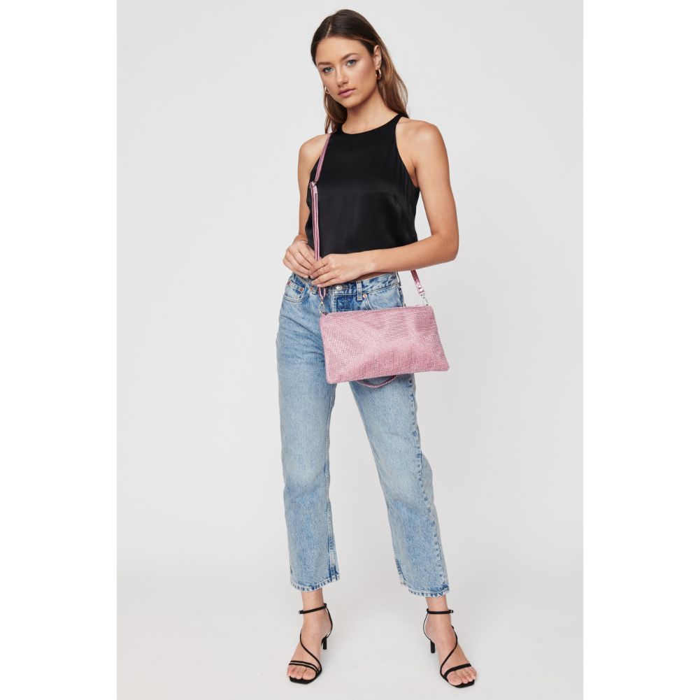 Woman wearing Pink Urban Expressions Glenda Evening Bag 840611104885 View 3 | Pink