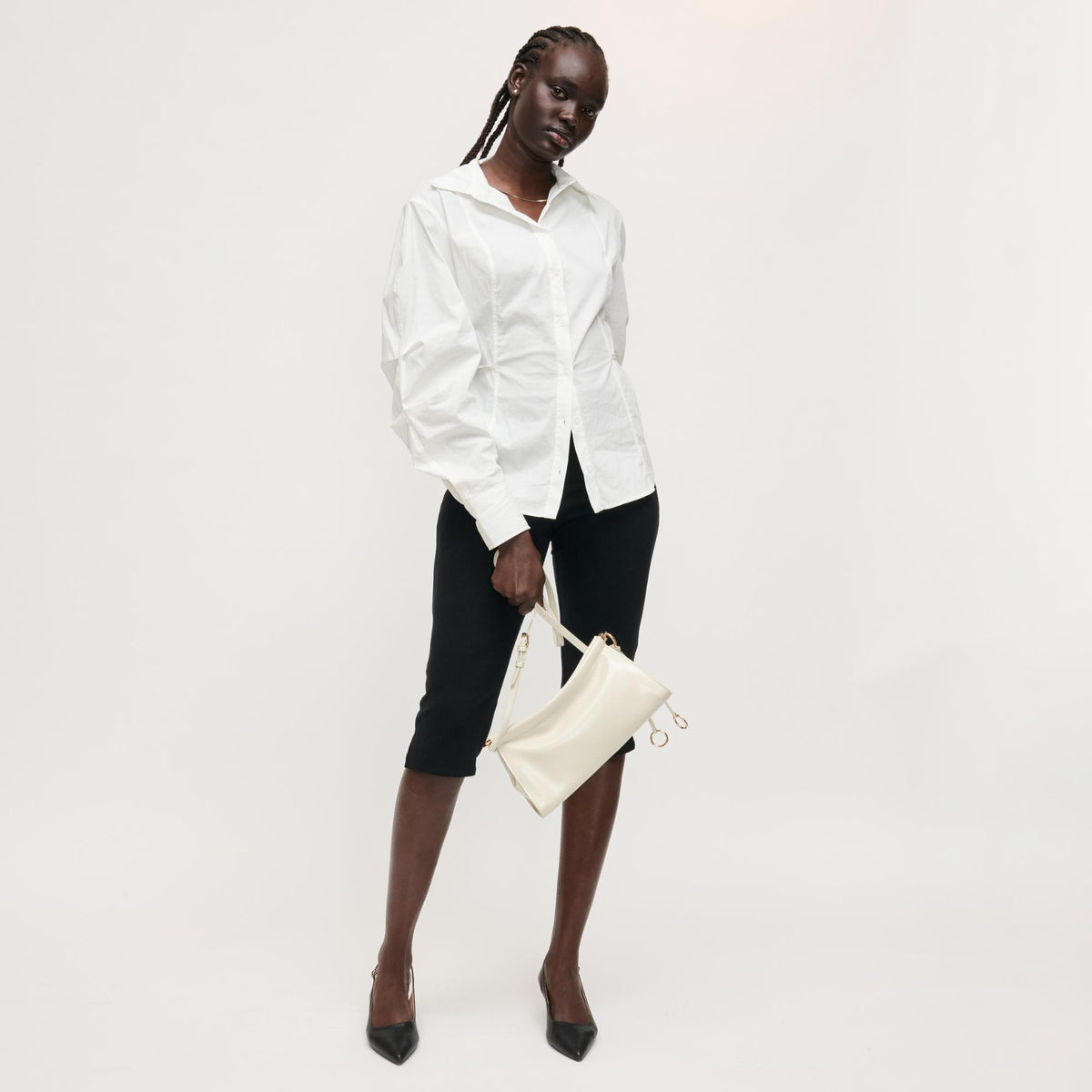 Woman wearing Bone Urban Expressions Elowyn Crossbody 840504208027 View 4 | Bone