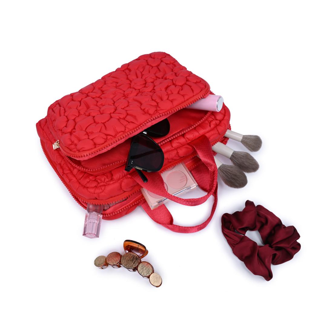 Woman wearing Red Urban Essentials Petal Plush - Nylon Travel Organizer 840611195173 View 1 | Red