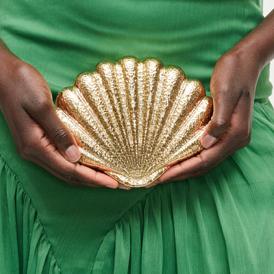 Woman wearing Gold Urban Expressions Cameron Evening Bag 840504204807 View 1 | Gold