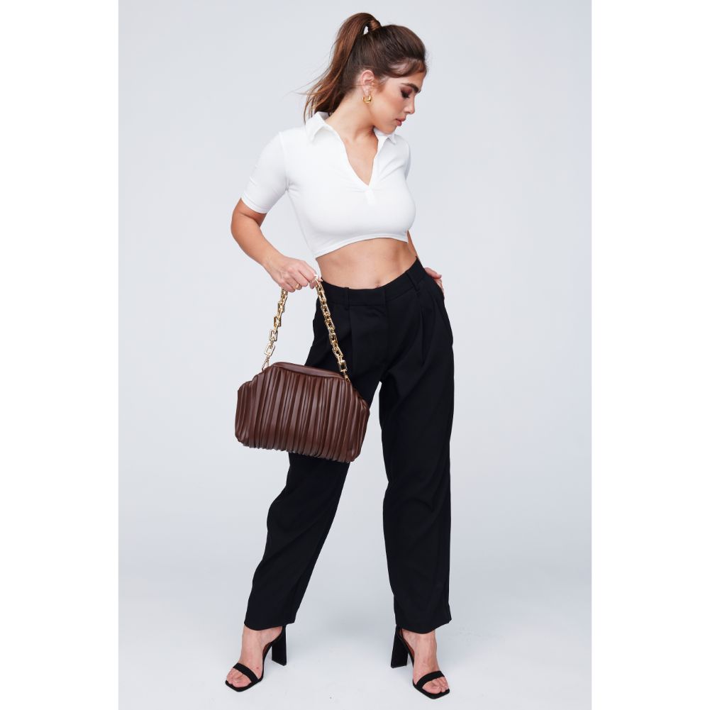 Woman wearing Espresso Urban Expressions Rylee Crossbody 818209011983 View 4 | Espresso