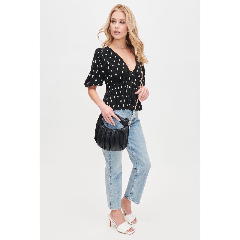 Woman wearing Black Urban Expressions Fawna  - Pleated Crossbody 840611106377 View 3 | Black