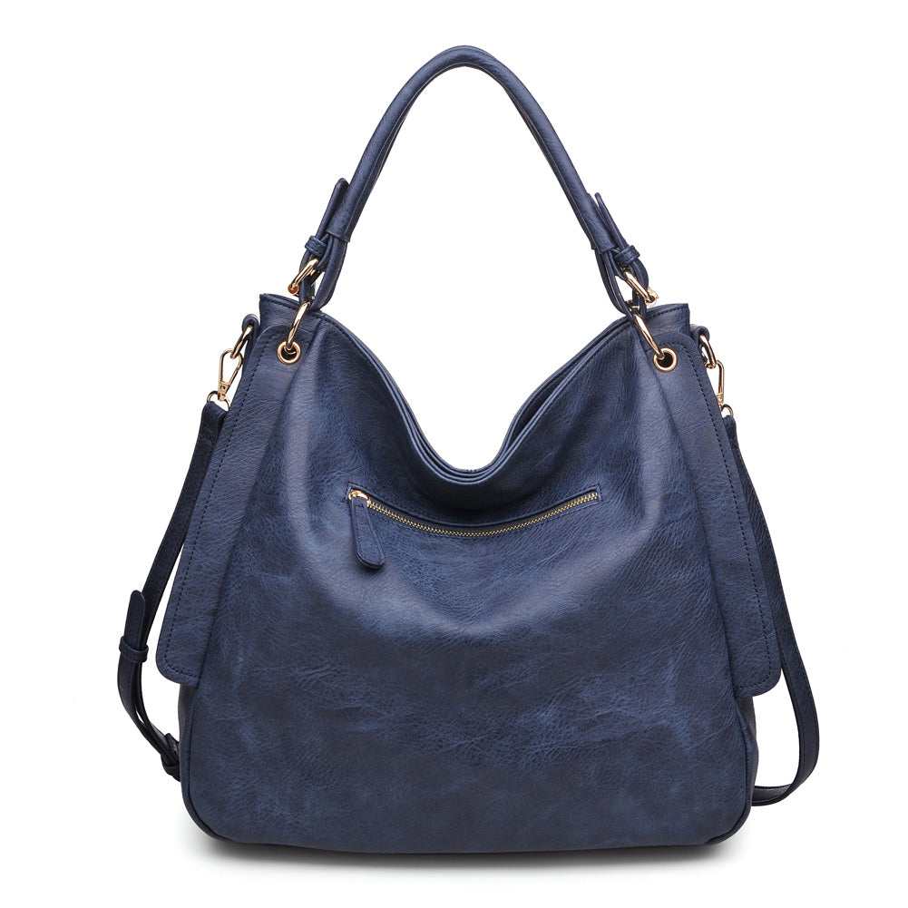 Product Image of Urban Expressions Finley Pebble Satchel NA-840611155290 View 3 | Navy
