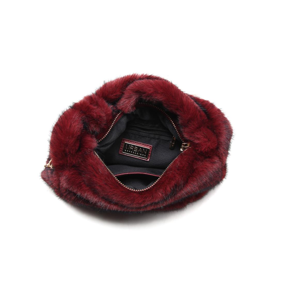 Product Image of Urban Expressions Monica - Faux Fur Crossbody 840611199546 View 8 | Burgundy