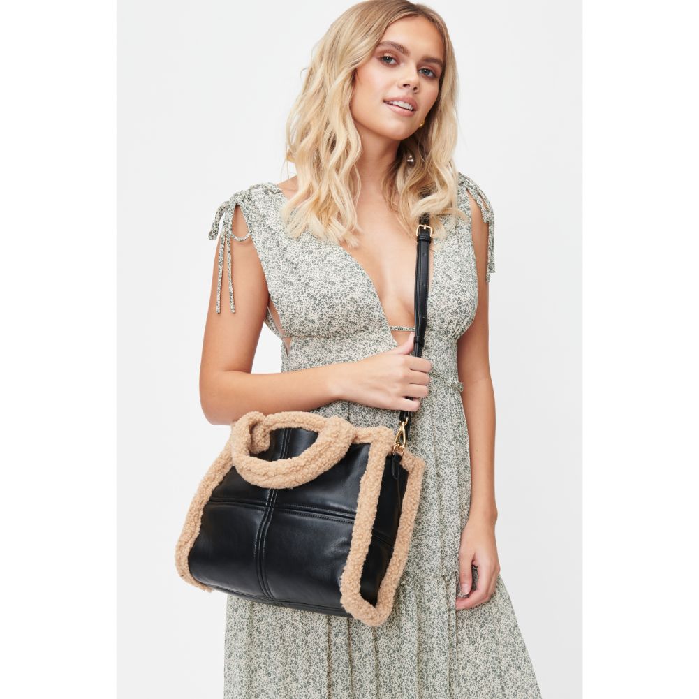 Woman wearing Black Urban Expressions Cheviot Tote 840611101457 View 2 | Black