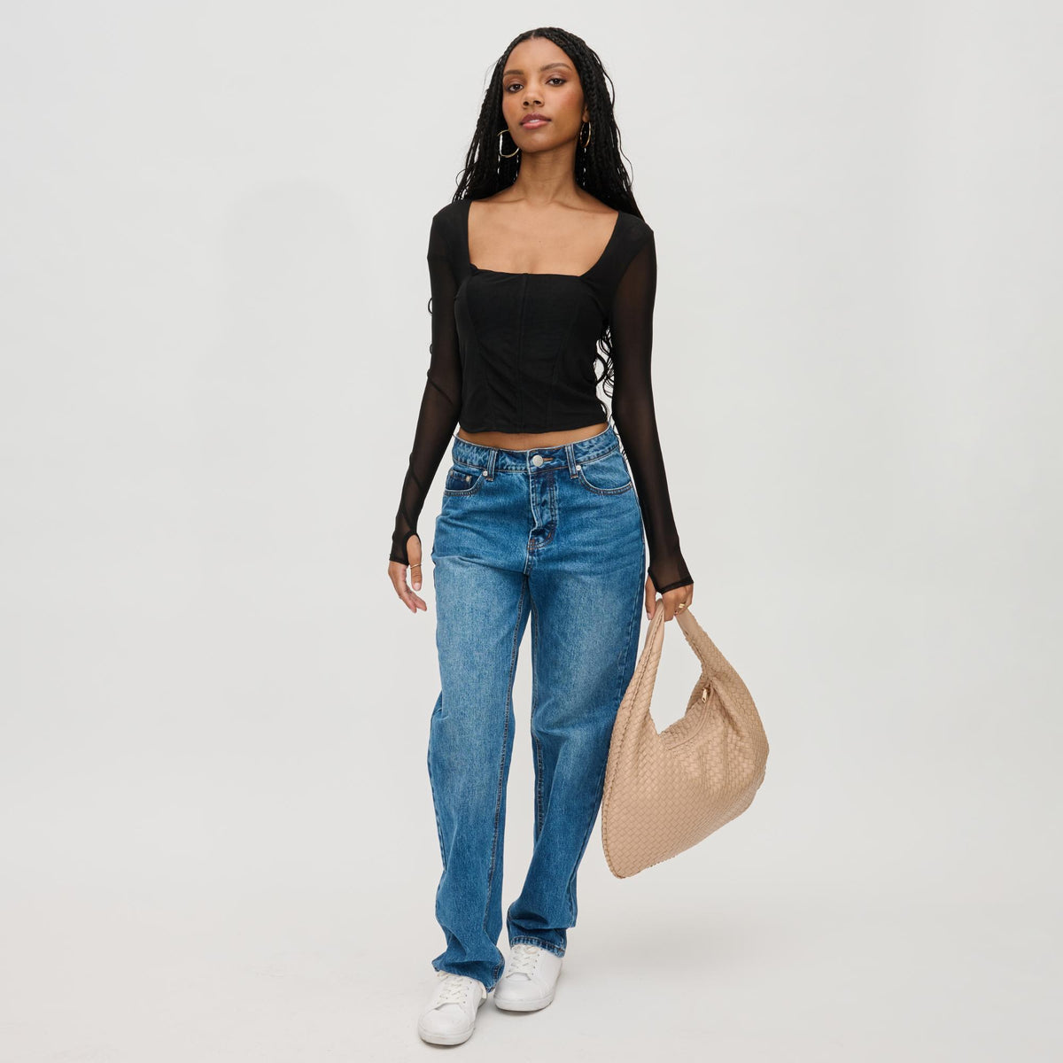 Woman wearing Natural Urban Expressions Laverne Hobo 840611130136 View 3 | Natural