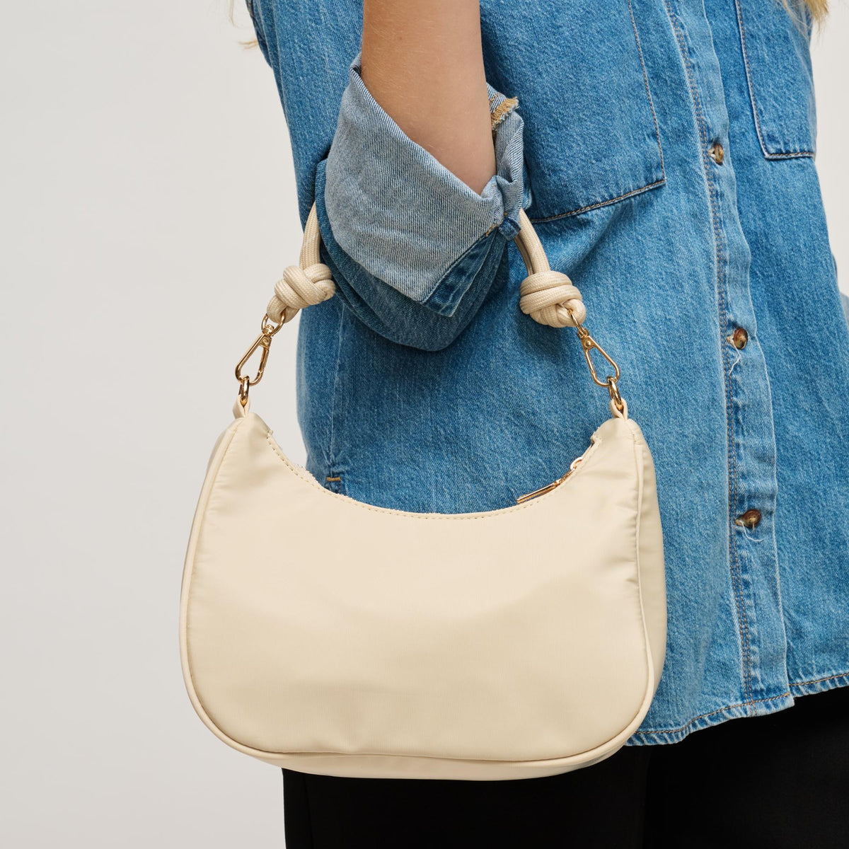 Woman wearing Cream Urban Expressions Joannie Crossbody 840504208713 View 3 | Cream