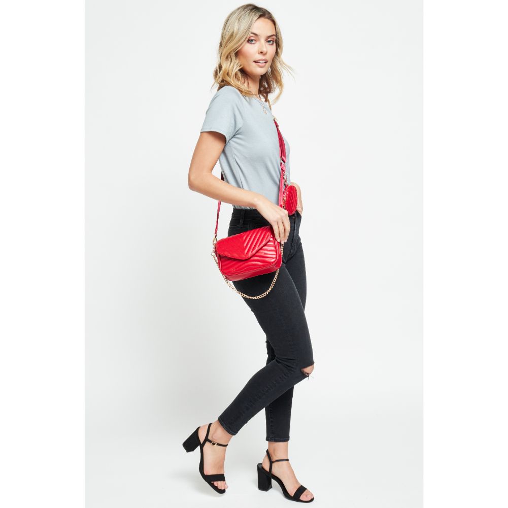 Woman wearing Red Urban Expressions Rayne Crossbody 840611176981 View 4 | Red