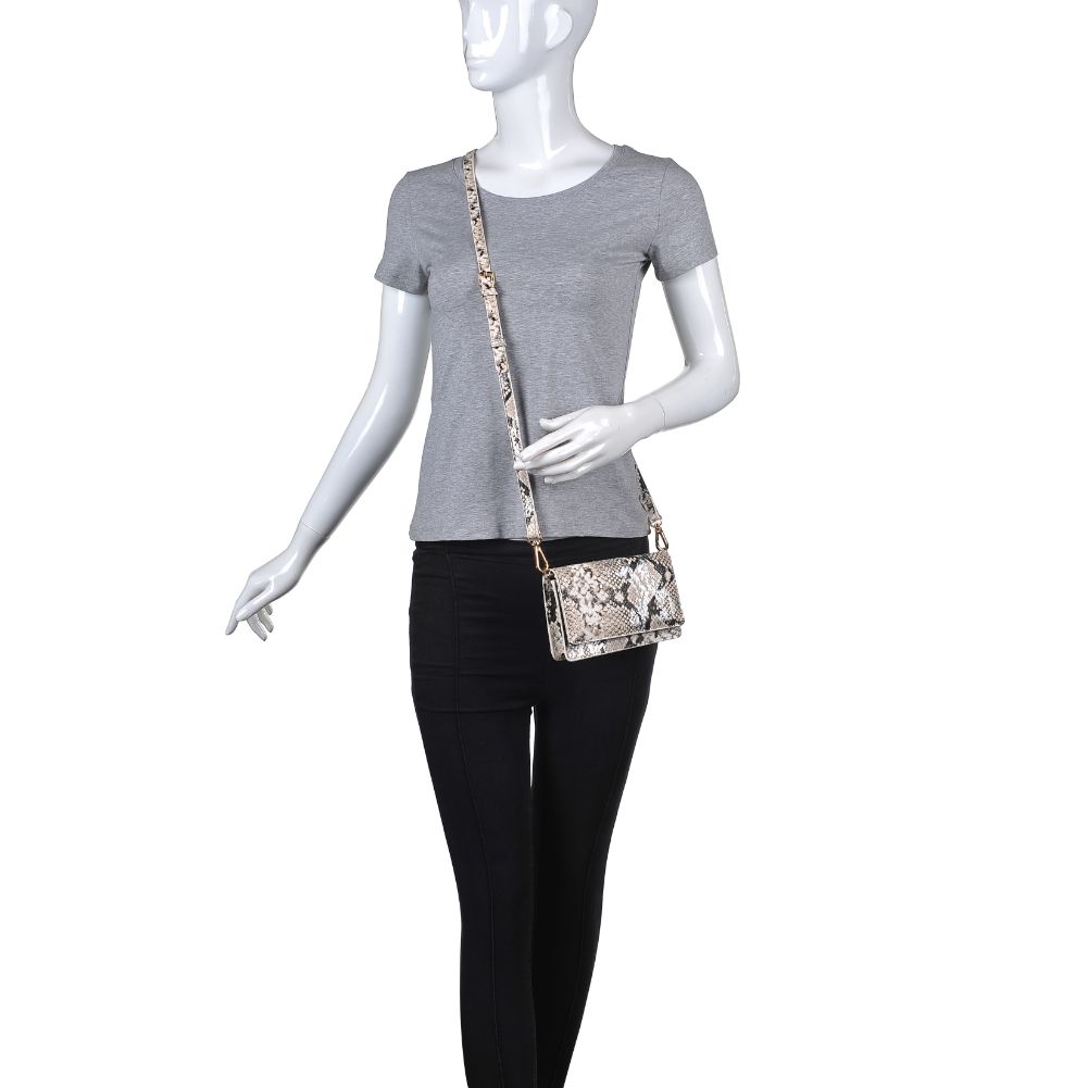 Product Image of Urban Expressions Emma Snake Crossbody 840611169488 View 5 | White Black Metallic