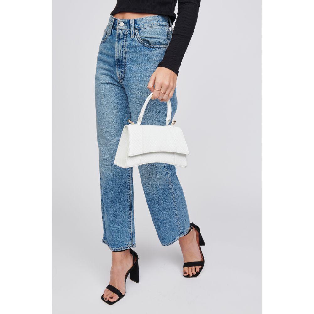 Woman wearing White Urban Expressions Lucas - Woven Top Handle 818209018371 View 2 | White