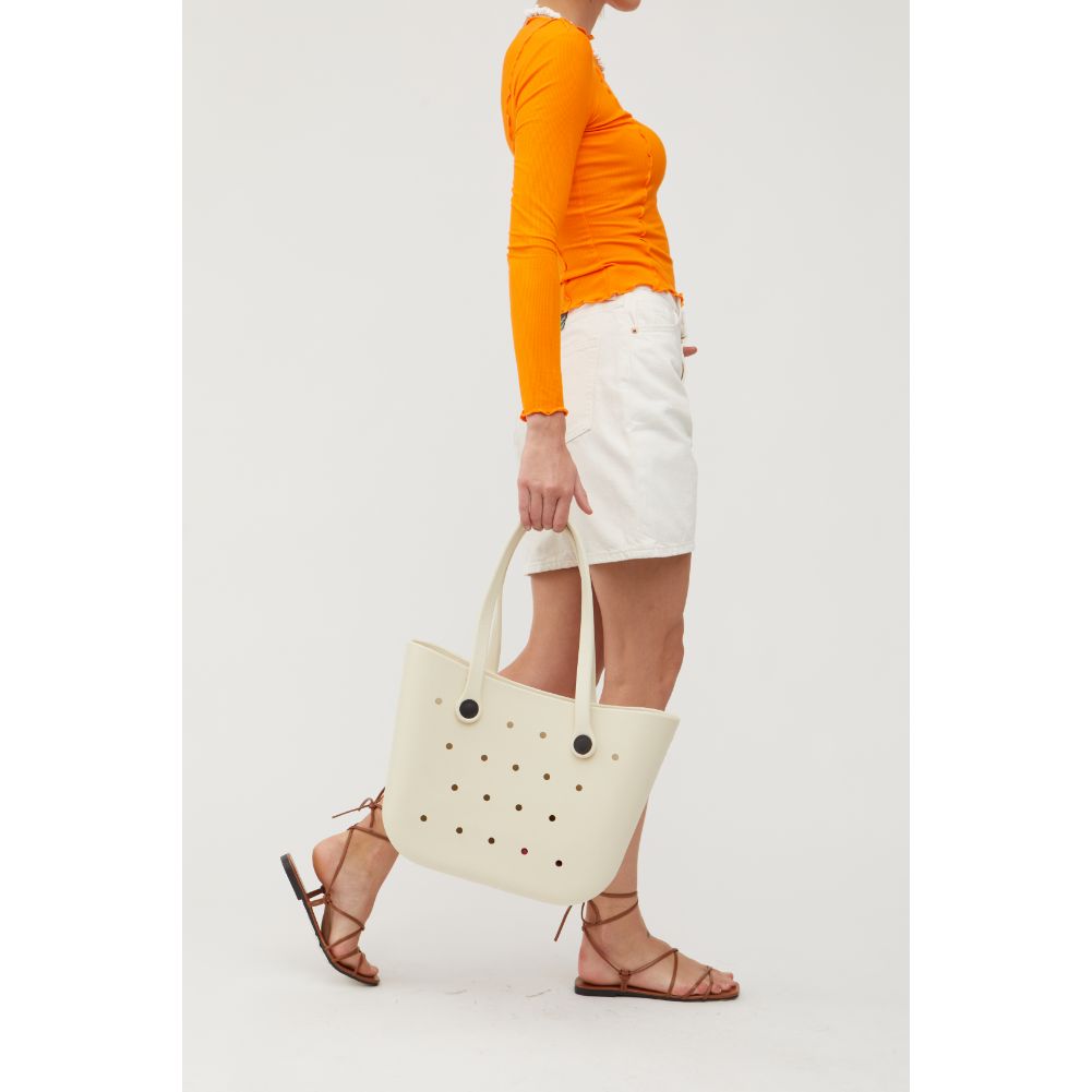 Woman wearing Grey White Urban Expressions Jayson Tote 840611108869 View 1 | Grey White