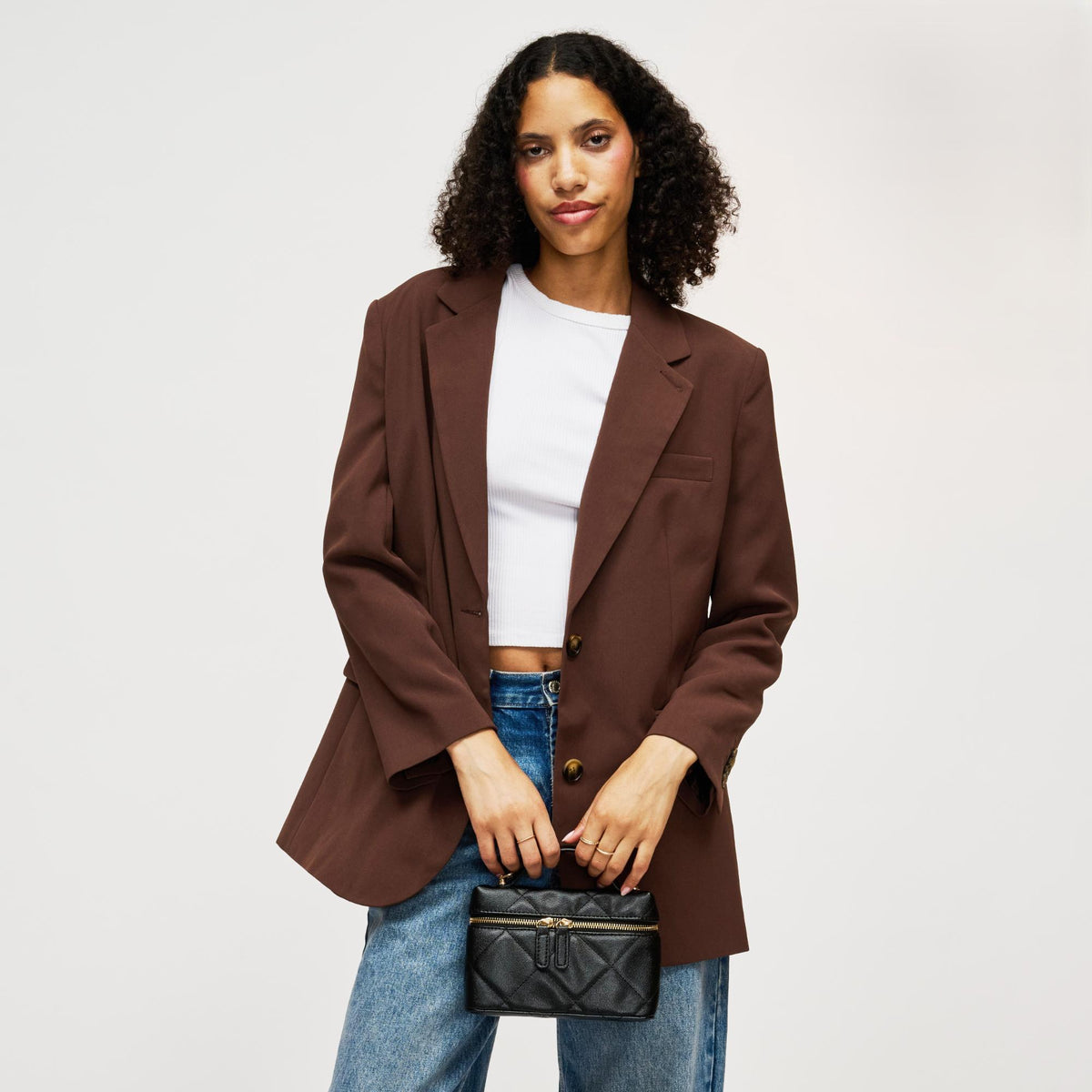 Woman wearing Black Urban Expressions Snow Crossbody 840504215353 View 3 | Black