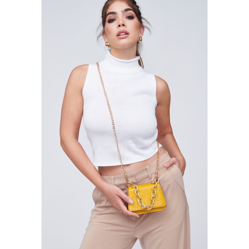 Woman wearing Mustard Urban Expressions Alesha Mini Bag 818209011143 View 2 | Mustard