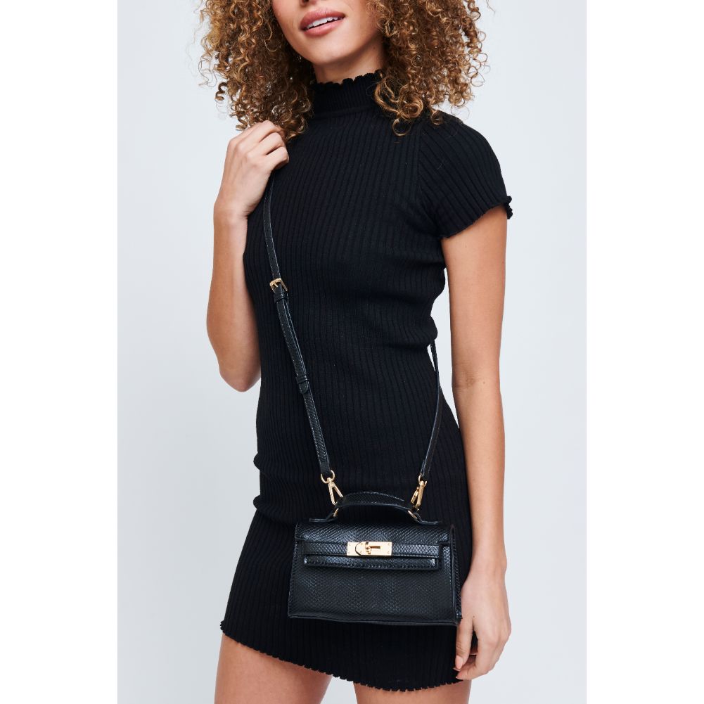 Woman wearing Black Urban Expressions Georgina Snake Crossbody 840611181268 View 1 | Black
