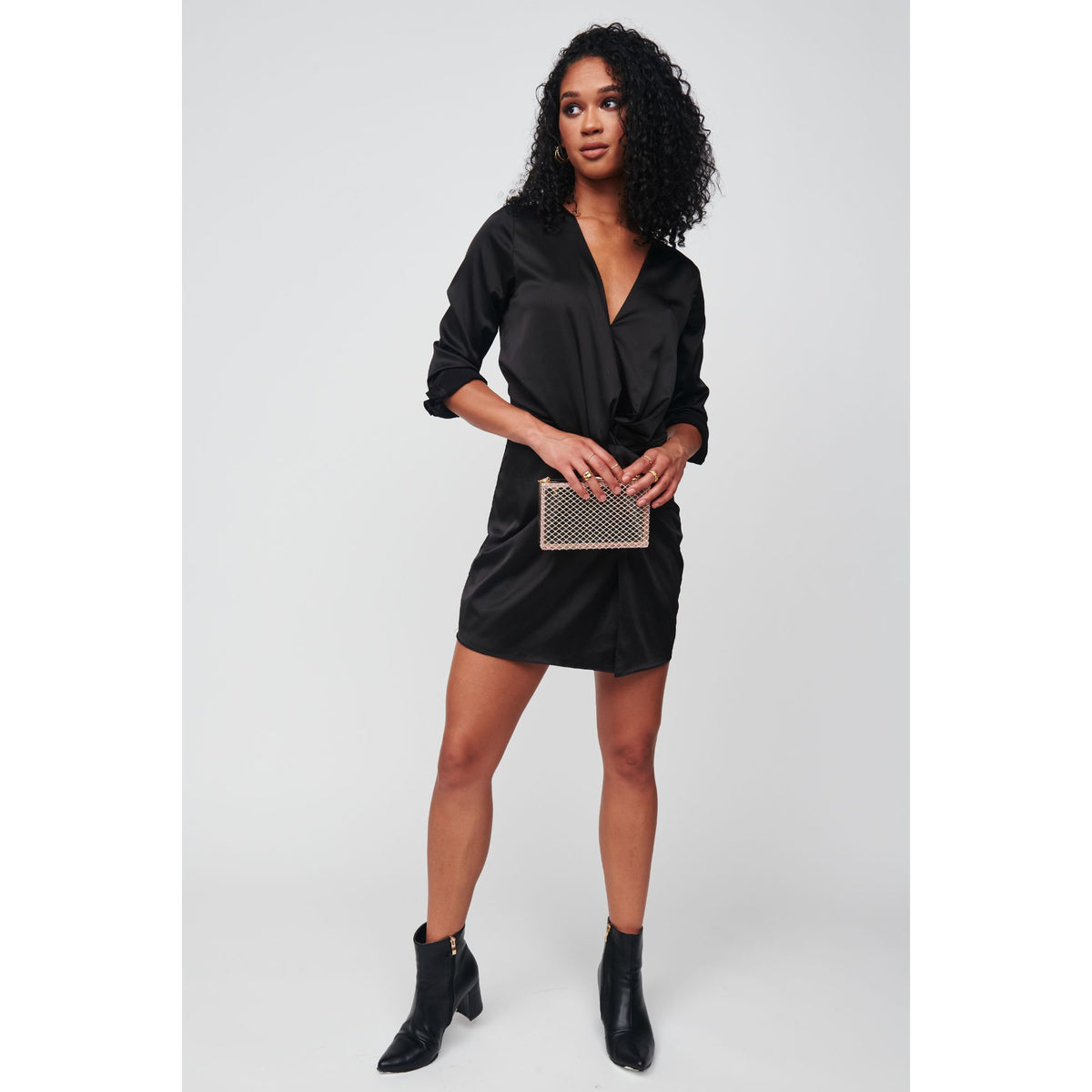 Woman wearing Gold Urban Expressions Pixie Minaudiere 818209011754 View 3 | Gold