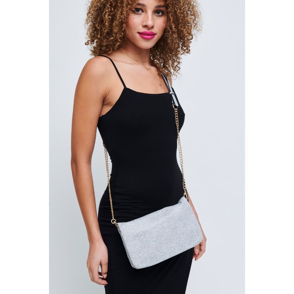 Woman wearing Black White Urban Expressions Jones Crossbody 840611180315 View 1 | Black White