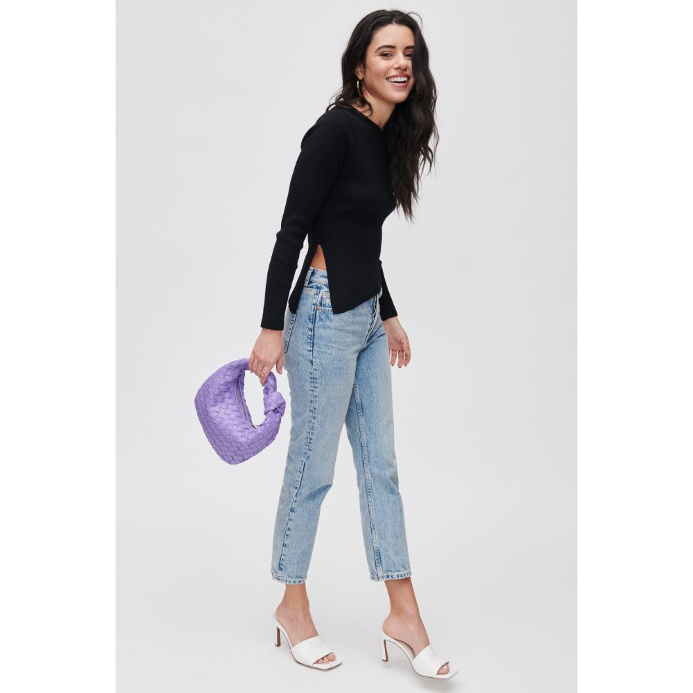 Woman wearing Orchid Urban Expressions Tracy - Woven Clutch 840611107824 View 3 | Orchid