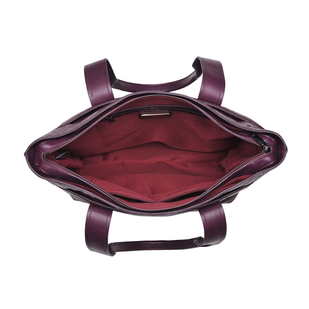 Woman wearing Eggplant Urban Expressions Finn Texture Tote NA-840611156594 View 9 | Eggplant