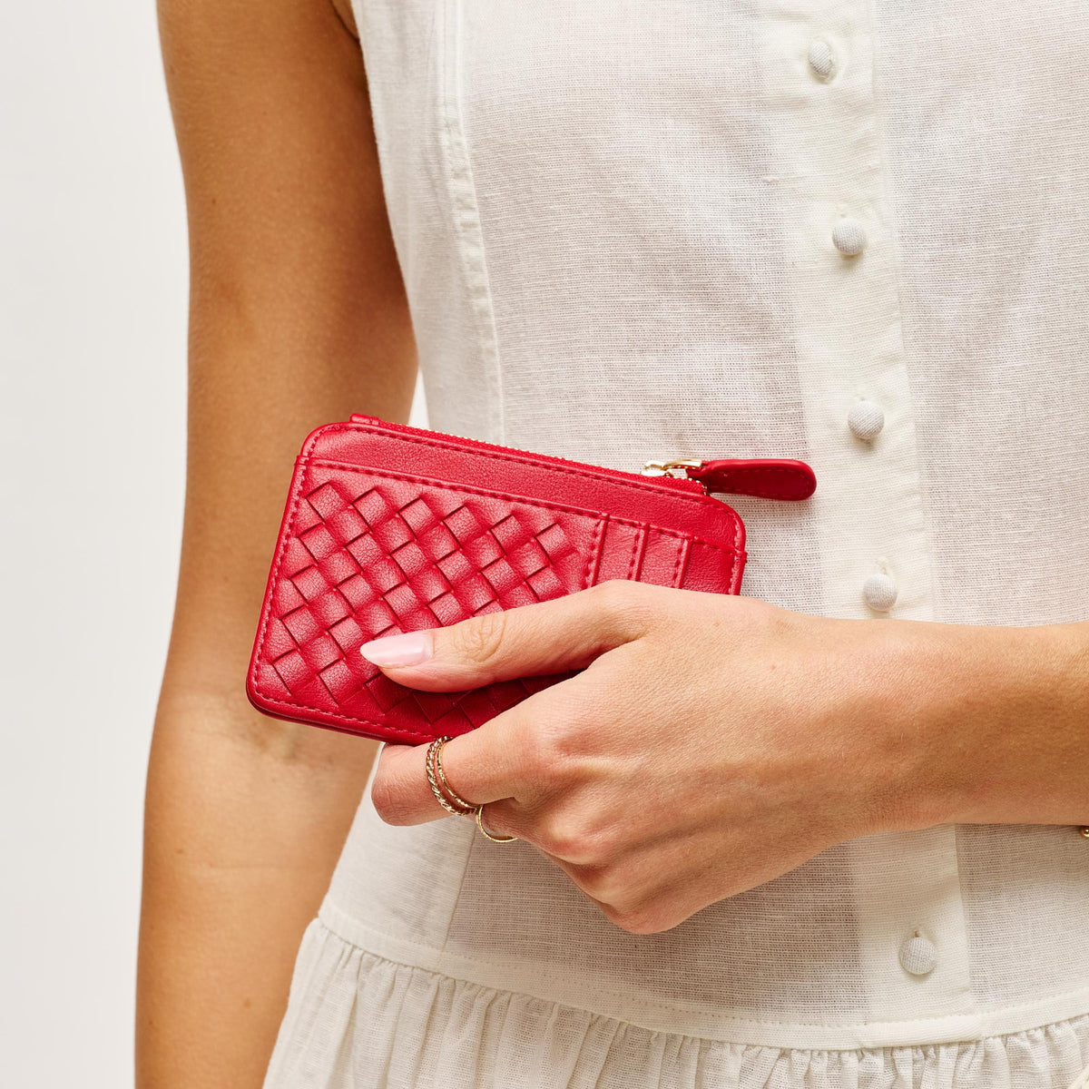 Woman wearing Red Urban Expressions Bryer Card Holder 840504207761 View 2 | Red