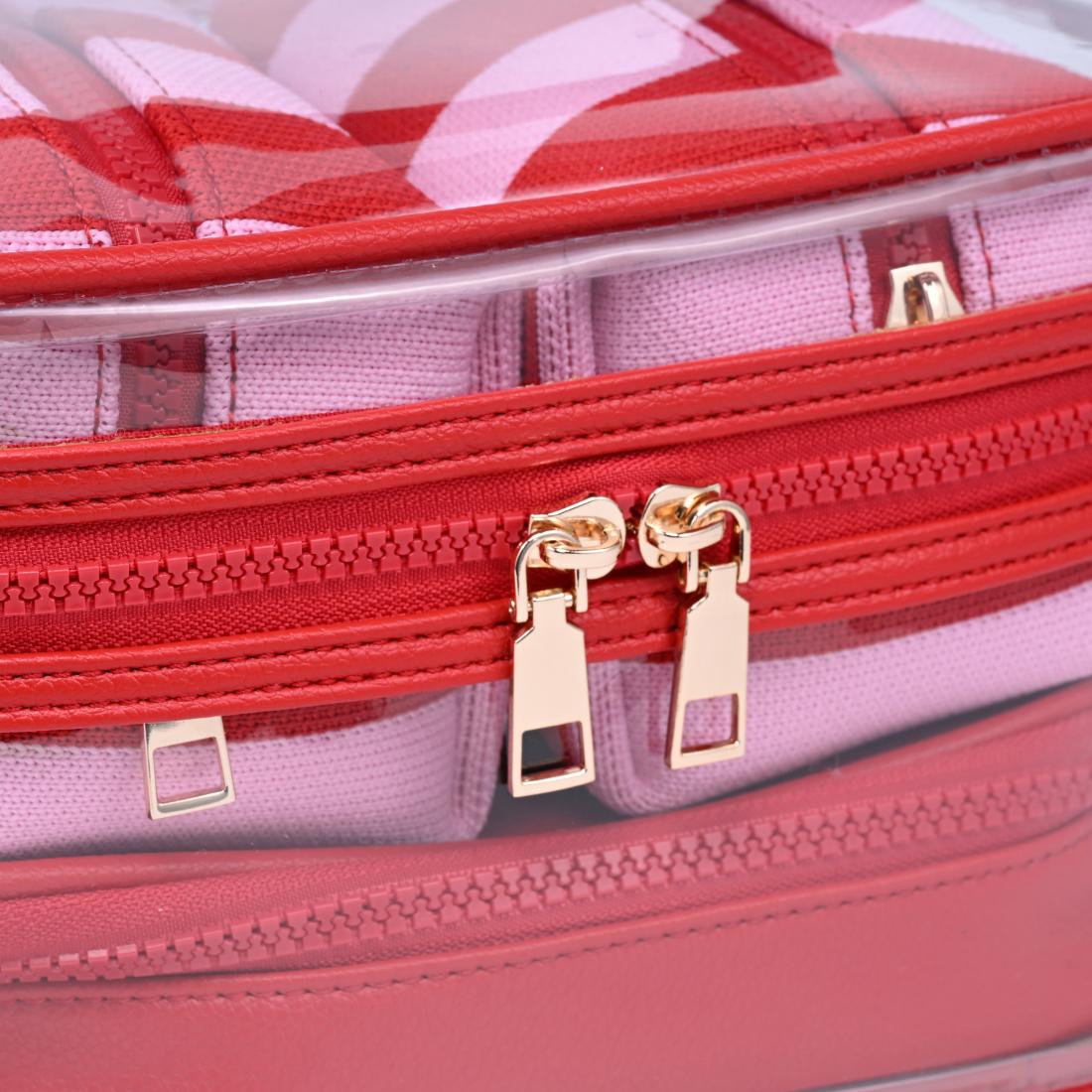 Urban Essentials Essential Stripes - 4 Piece Train Case Set 840504215667 View 8 | Red Pink