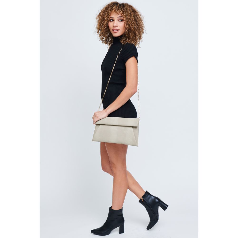Woman wearing Stone Urban Expressions Emilia Clutch 840611181107 View 3 | Stone