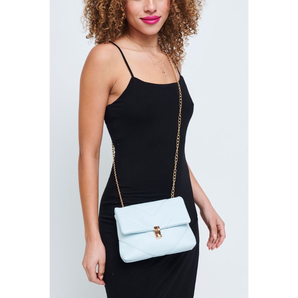Woman wearing Ice Blue Urban Expressions Samantha Crossbody 840611178930 View 1 | Ice Blue