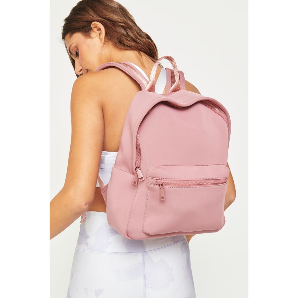 Woman wearing Mauve Urban Expressions Declan Backpack 840611180780 View 3 | Mauve