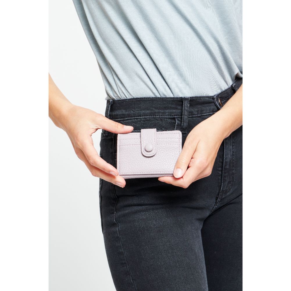 Woman wearing Lavender Urban Expressions Lola Card Holder 840611176417 View 1 | Lavender
