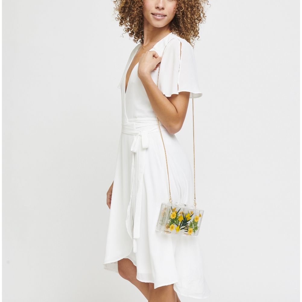 Woman wearing Yellow Urban Expressions Fiore Evening Bag 840611180391 View 1 | Yellow