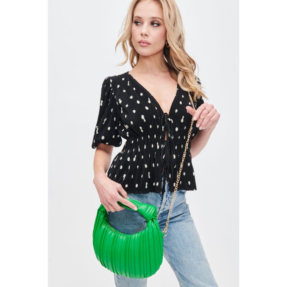 Woman wearing Green Urban Expressions Fawna  - Pleated Crossbody 840611106407 View 2 | Green