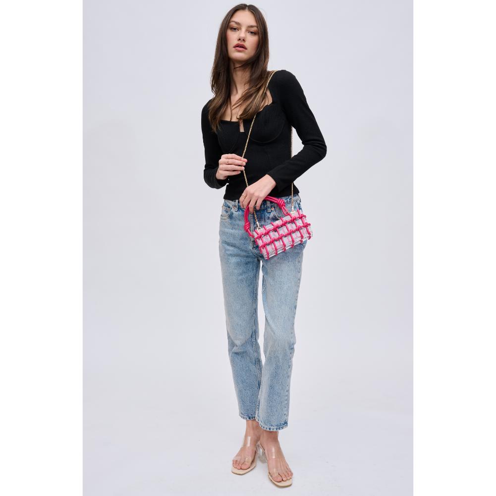 Woman wearing Hot Pink Urban Expressions Mavis Evening Bag 840611191656 View 4 | Hot Pink