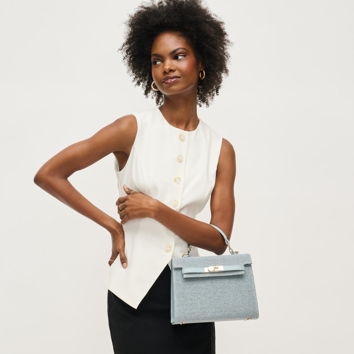 Woman wearing Denim Urban Expressions Adeline Crossbody 840611151094 View 3 | Denim