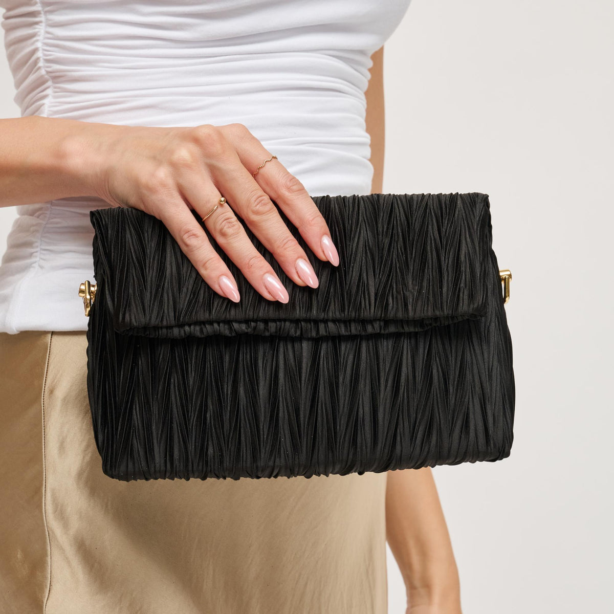 Woman wearing Black Urban Expressions Annette Clutch 840611198617 View 1 | Black