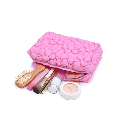 Woman wearing Pink Urban Essentials Flora Pop - Nylon Cosmetic & Travel Organizer Pouch 840611144225 View 1 | Pink