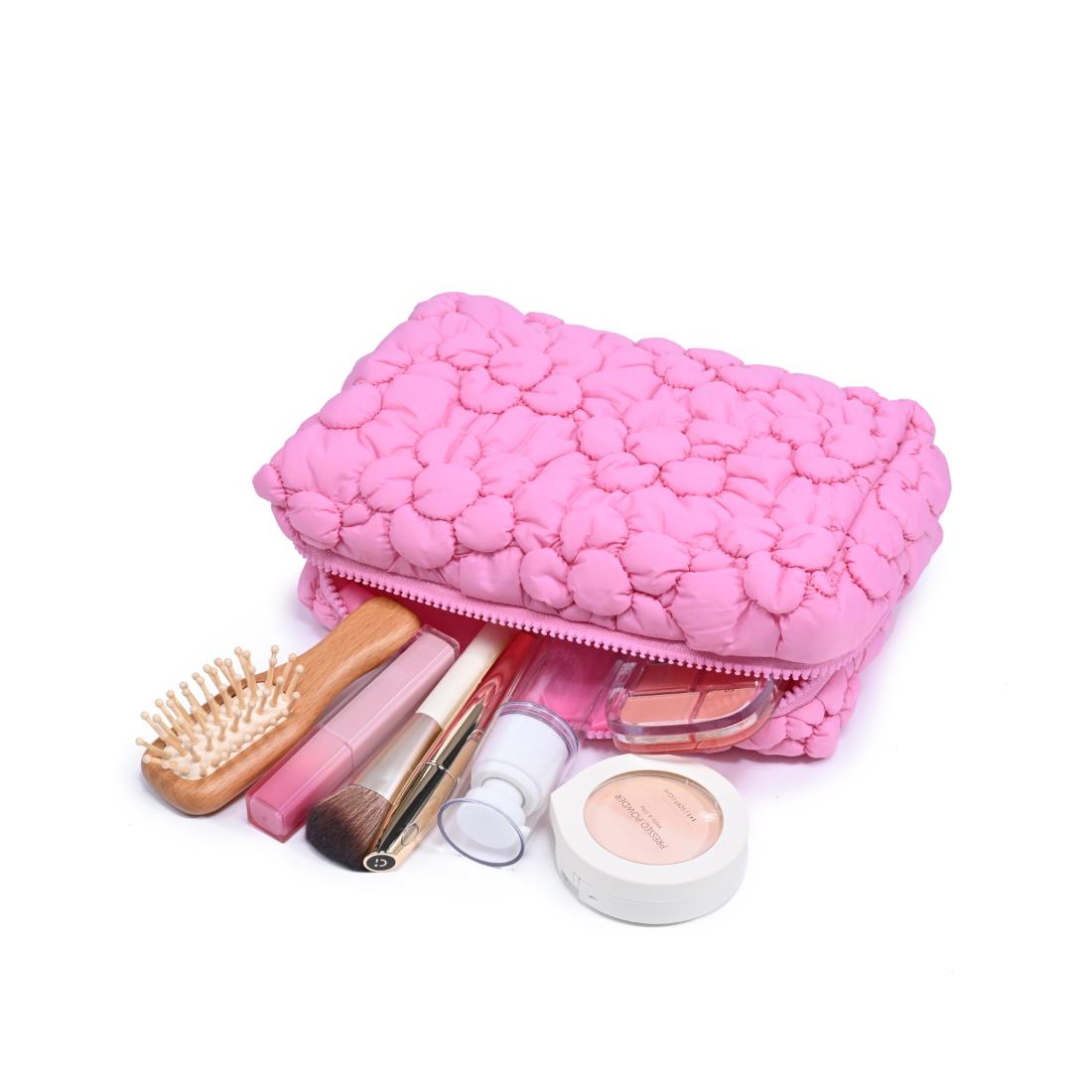 Woman wearing Pink Urban Essentials Flora Pop - Nylon Cosmetic & Travel Organizer Pouch 840611144225 View 1 | Pink